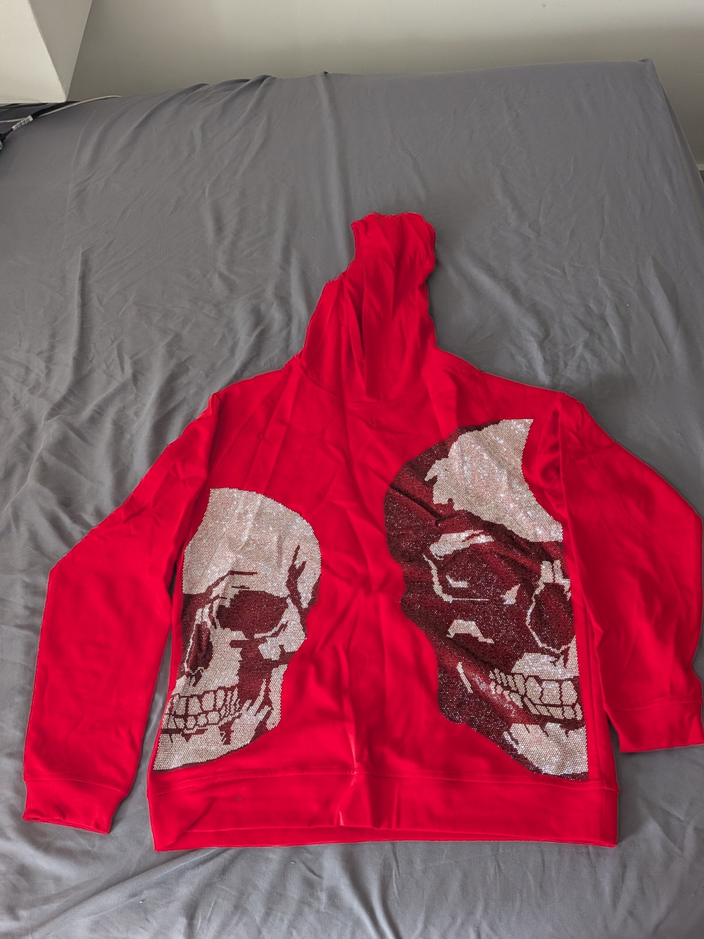 HEADS OR TAILS Red Skull Sequin Hoodie - Men